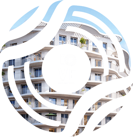 Vue aérienne du parc des Bruyères et vue d'une terrasse de restaurant dans le quartier des Bruyères