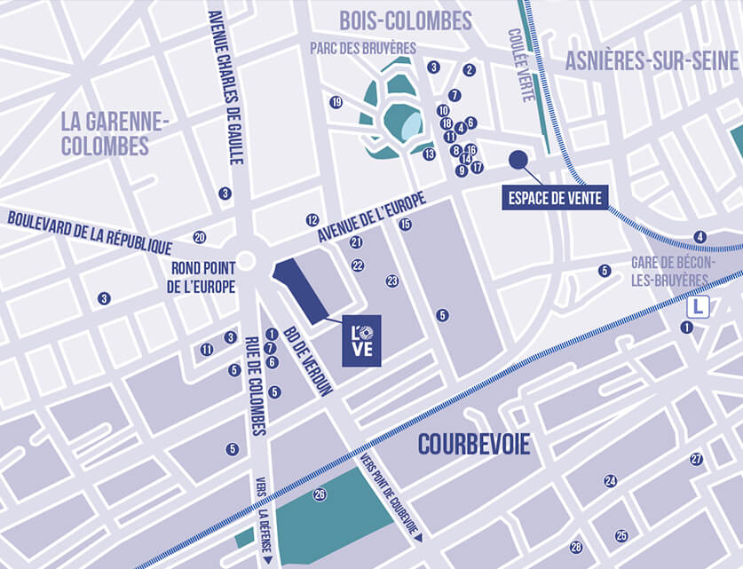 Dessin d'architecte de la résidence L'Ove à Courbevoie signée Sefri-Cime