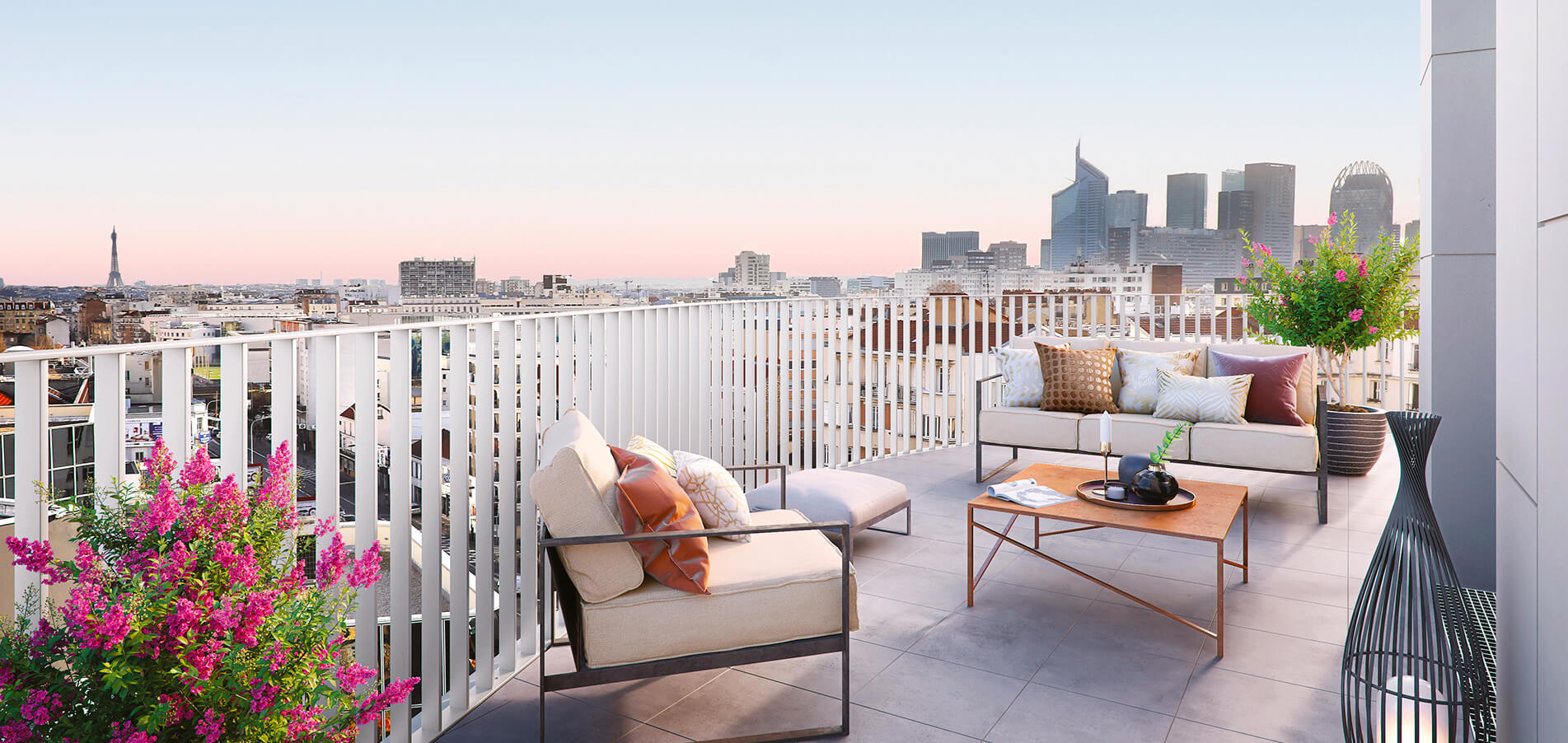 Perspective vue balcon de la résidence L'Ove à Courbevoie signée Sefri-Cime