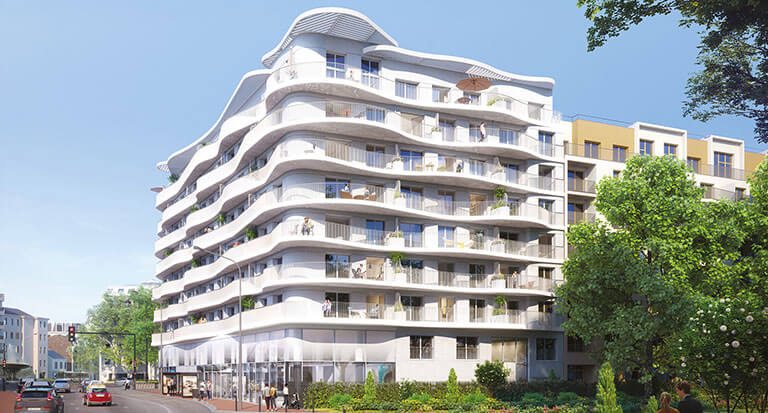 Perspective extérieure de la résidence L'Ove à Courbevoie signée Sefri-Cime